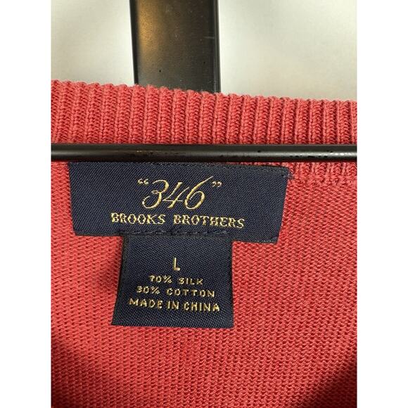 Brooks Brothers 346 Silk Blend V-Neck Pullover Sweater L Red Orange Classic - Picture 9 of 10
